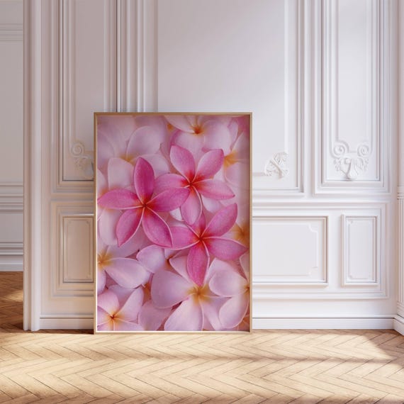 Hibiscus Flower Hawaiian Art Print Decor Wall Art Retro Art Print Preppy Room Decor Pink Hibiscus Flower Hawaiian Poster