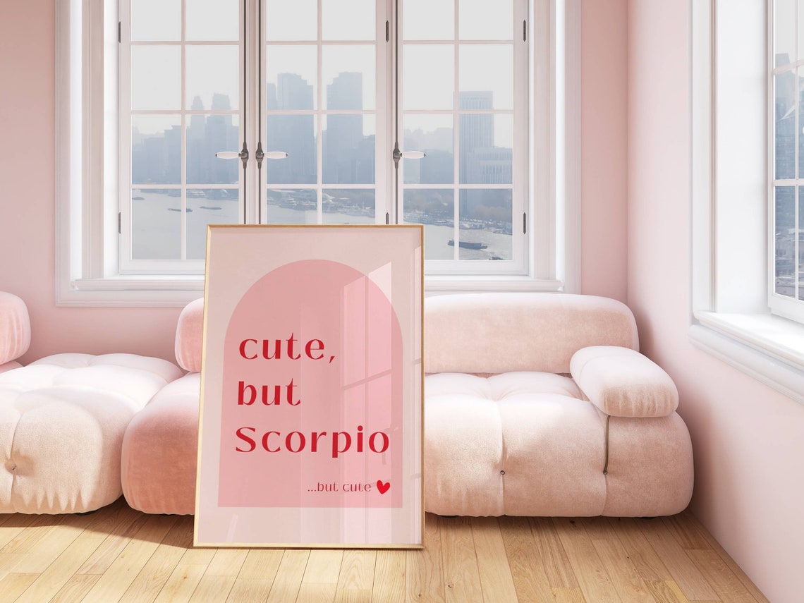 Scorpio Cute But Scorpio Zodiac Star Sign Print Astrological Wall Art Artwork Poster Gift Pink And Red