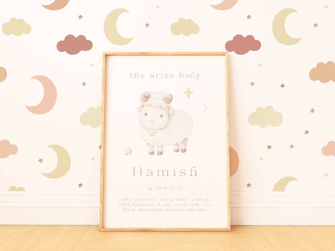 Custom Personalized Aries Baby Name Zodiac Poster Print - Image 3