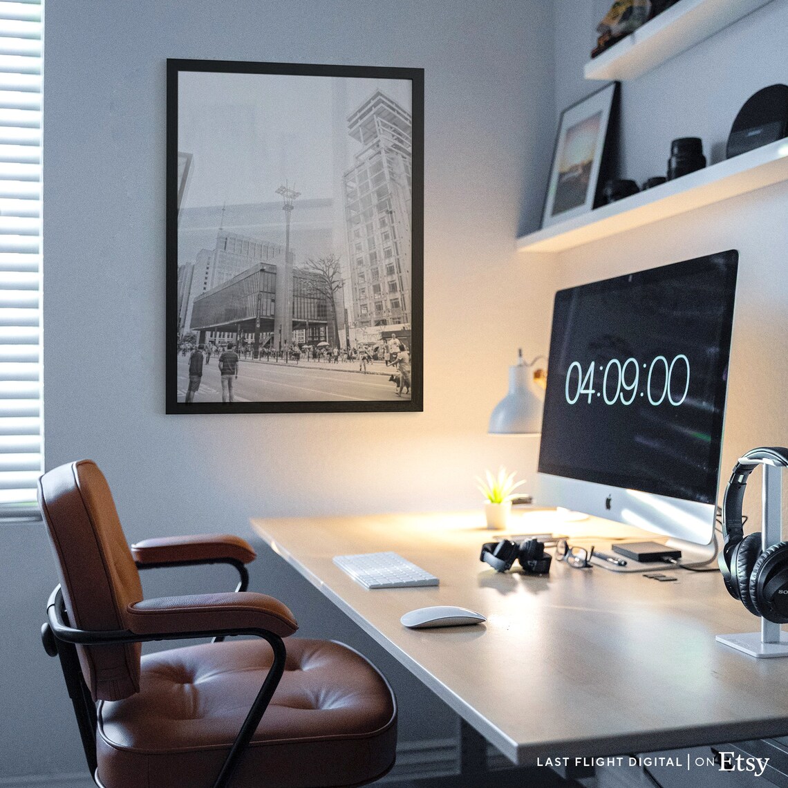 Brazil Sao Paulo Paulista Avenue MASP Street Scene Black White Poster - Image 3