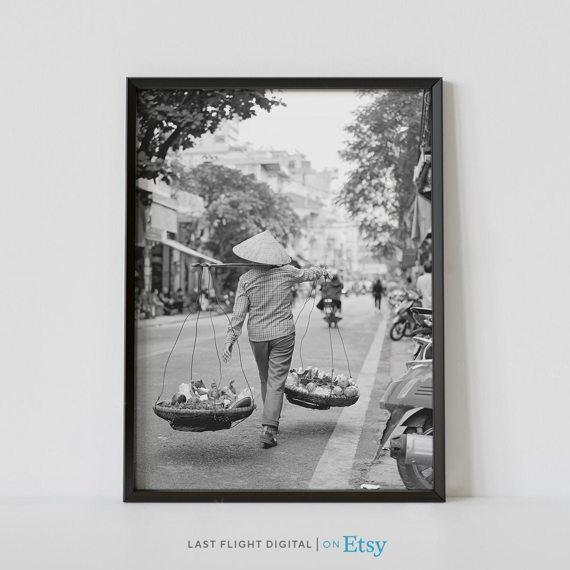 Vietnam Print Hanoi Poster Night Market Hanoi Print Vietnam Poster Wall Art South East Asia Black White Photography City Streets