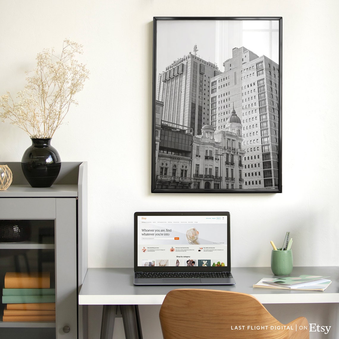 Montevideo Uruguay Downtown Independence Square Black White Poster - Image 5