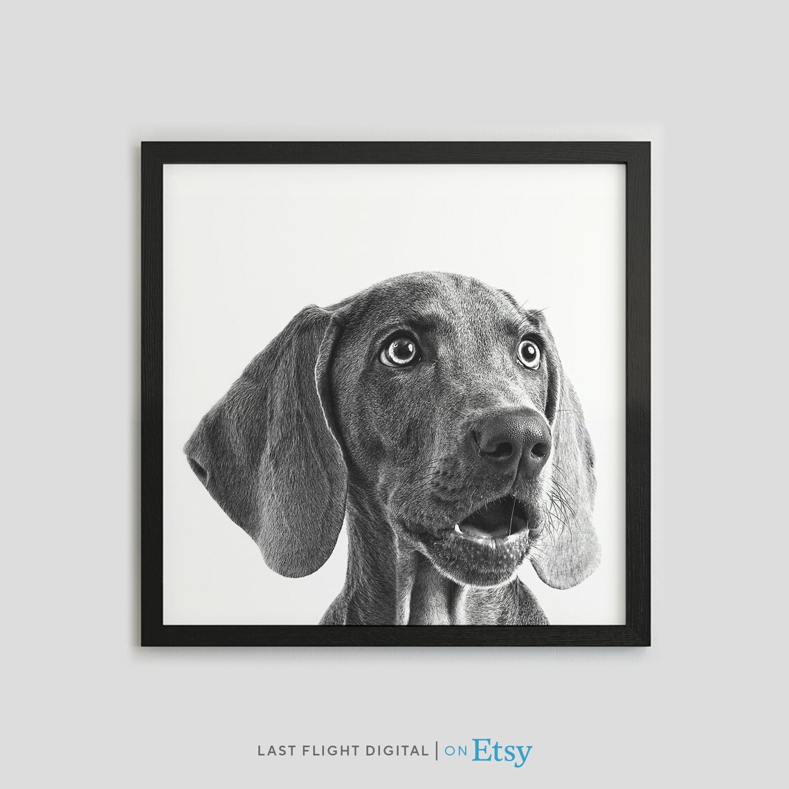 Weimaraner Dog Portrait Art Print, Kids Room Decor