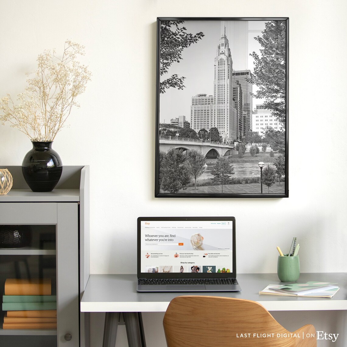 Columbus LeVeque Tower Black and White Travel Poster - Image 5