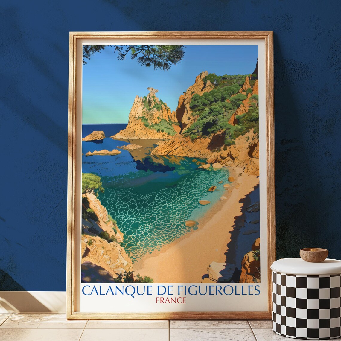 Calanque de Figuerolles France Vintage Travel Poster Mediterranean Cove