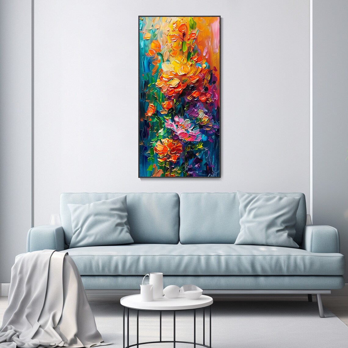 Abstract Floral Oil Painting Art Print, Living Room Decor - Image 2