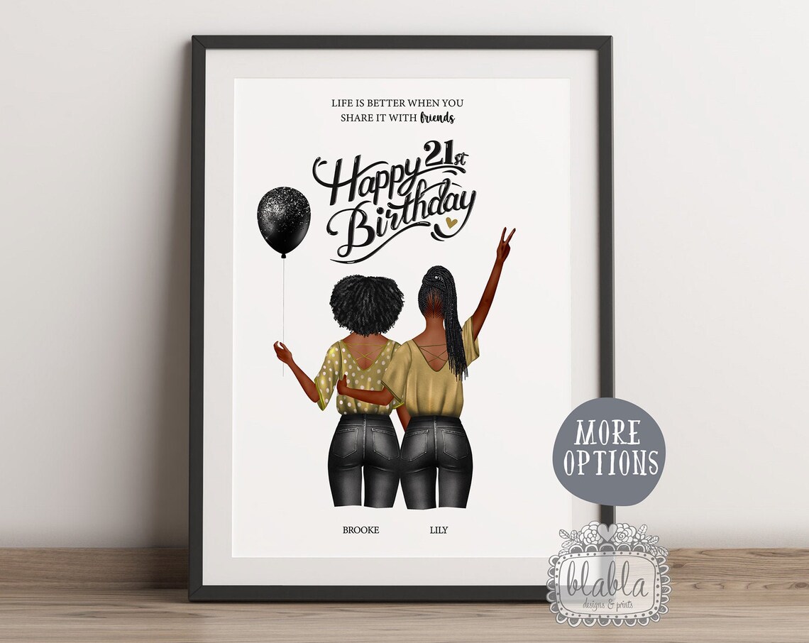 Happy 21st Birthday Best Friend Balloon Personalised Friendship Poster - Image 2