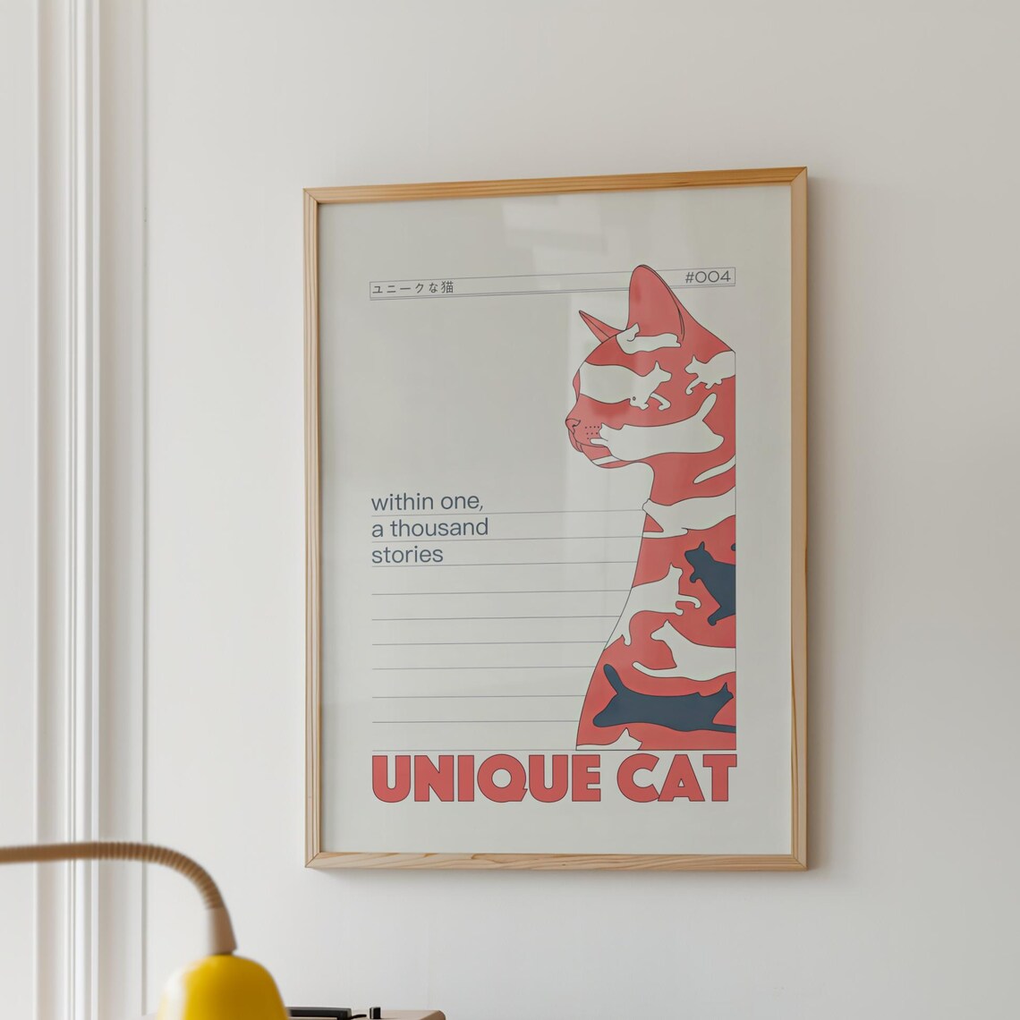 Artful Anime Cat, Maximalist Gallery Wall Art