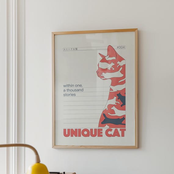Artful Anime Cat, Maximalist Gallery Wall Art