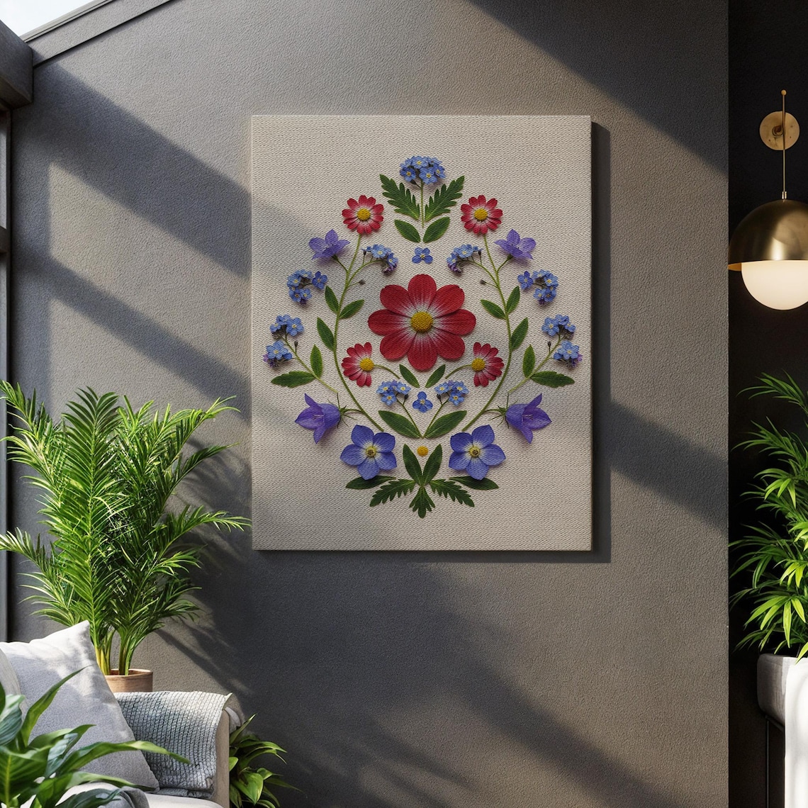 Pressed Flower Mandala Heart Botanical Symmetric Floral Art Poster