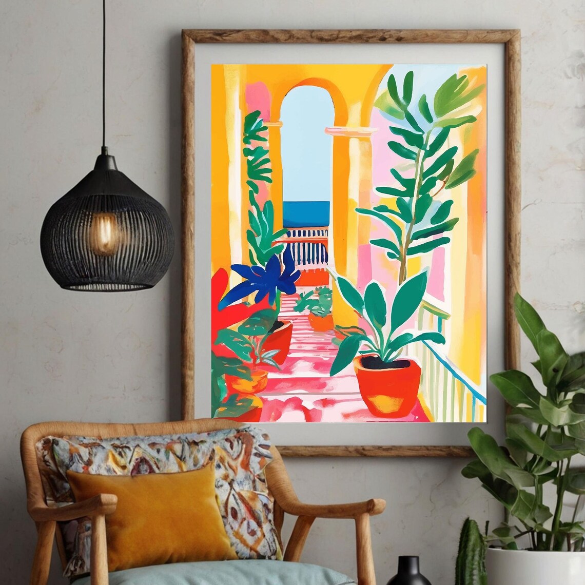 Colorful Tropical Landscape Botanical Art Print