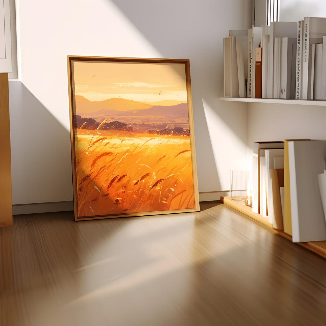 Golden Wheat Field Sunset Harvest Autumn Glow Landscape Poster - Image 2