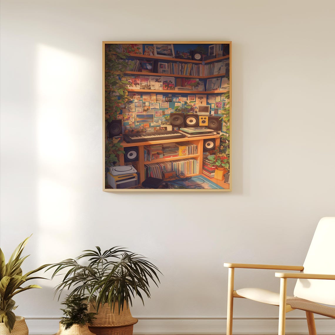 Cozy Lofi Music Room Vinyl Keyboard Retro Aesthetic Corner Poster - Image 2