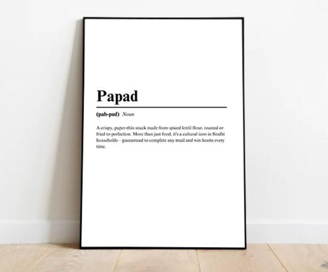 Papad Urban Dictionary Style Poster, Kitchen Decor