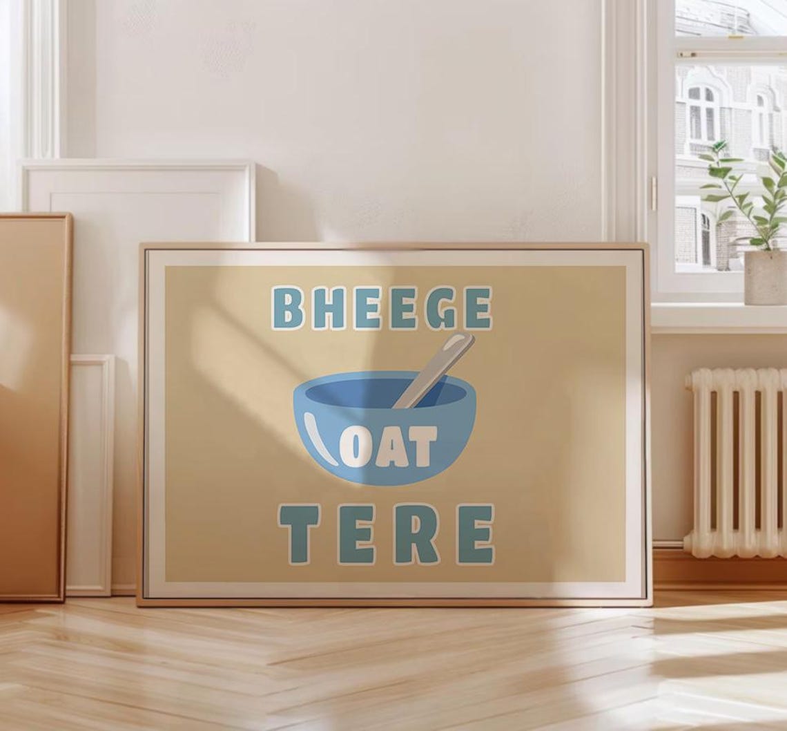 Bheege Oat Tere Punny Poster Bollywood Inspired Wordplay Art A3 A4 A5 Sizes Fun Kitchen Wall Decor - Image 3