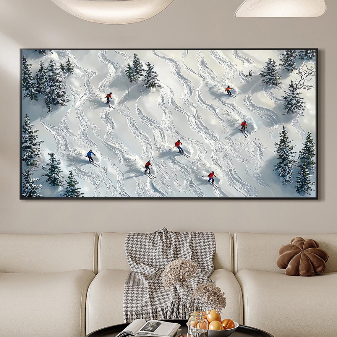 Abstract Skiing Winter Oil Painting Custom Art Print