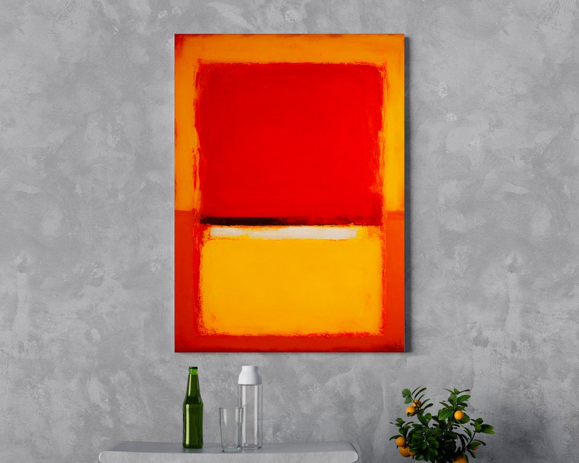 Fiery Red Orange Rectangle Abstract Modern Color Field Art Print - Image 3
