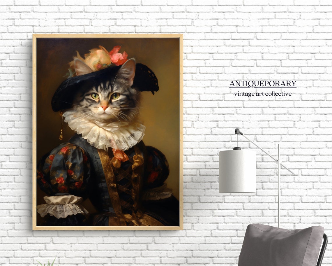 Victorian Animal Portrait Dressed Animal Print Lady Cat Poster Royal Animal Paintings Renaissance Animal Portraits Vintage Inspired Art - Image 4