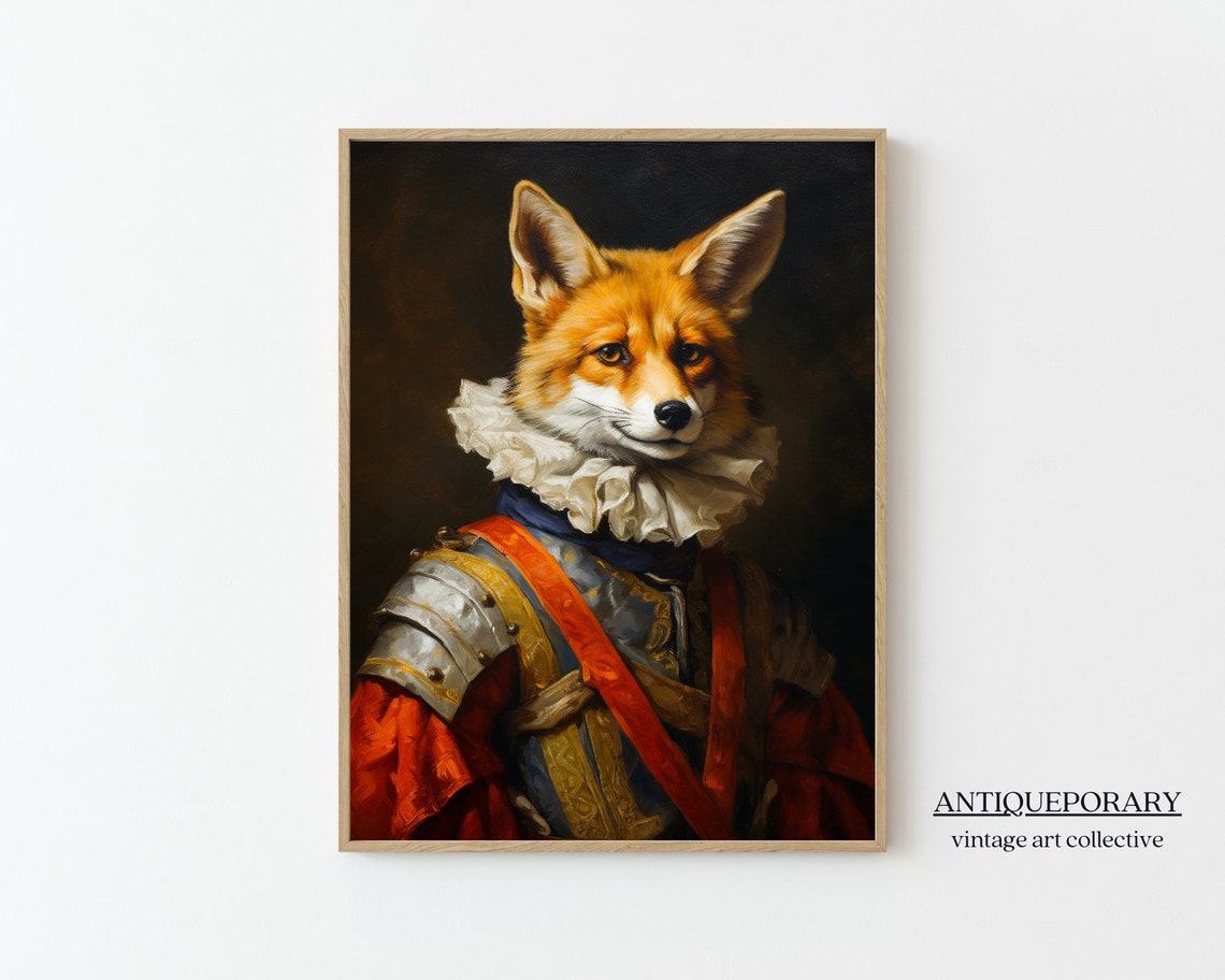 Noble Fox in Renaissance Armor and Ruff Regal Portrait Poster - Image 7