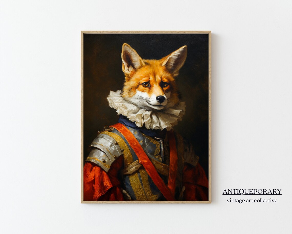 Victorian Animal Portrait Dressed Animal Prints Royal Fox Poster Royal Animal Painting Renaissance Animal Portrait Vintage Inspired Art - Image 7