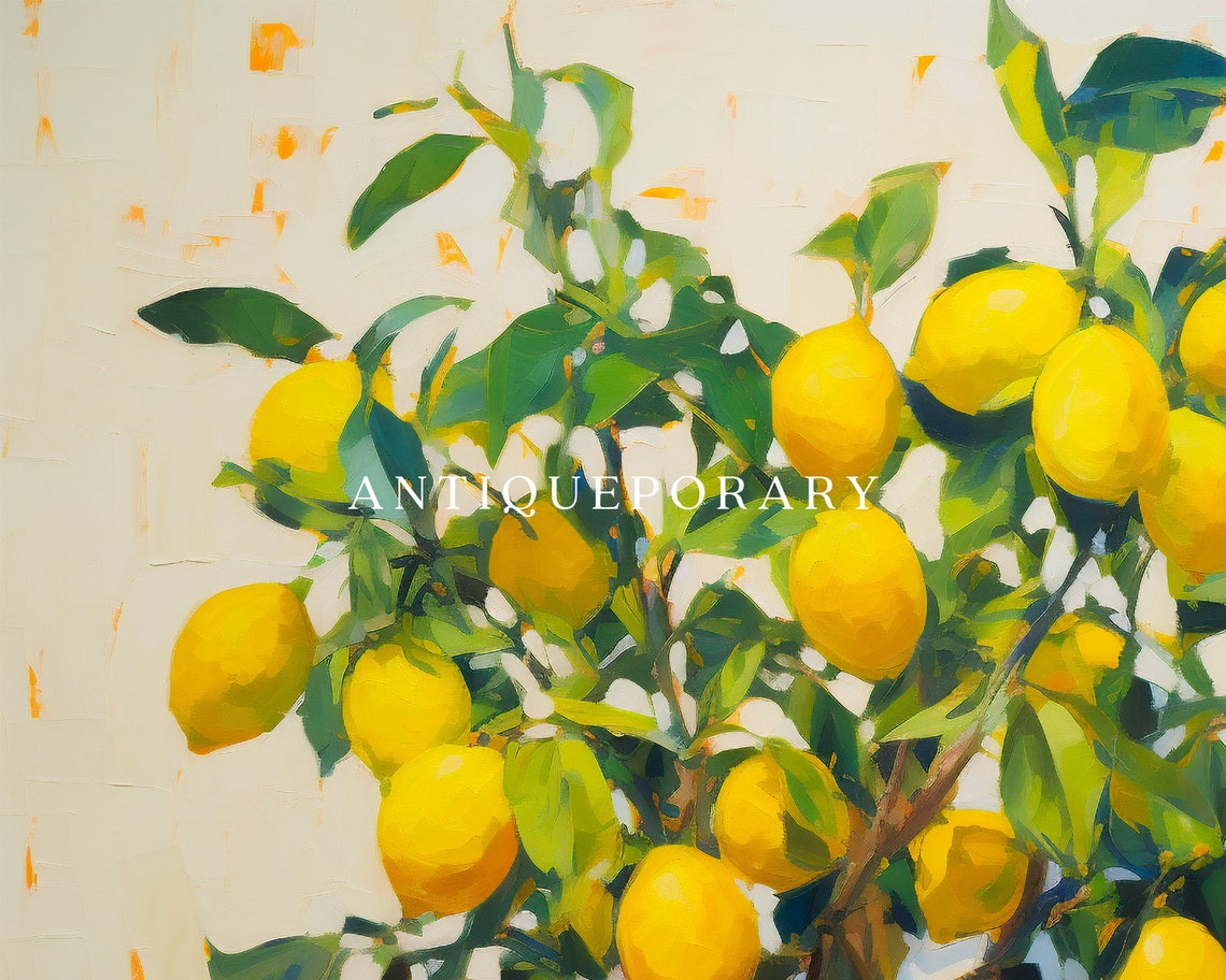 Potted Lemon Tree in Blue White Ceramic Pot Bright Kitchen Poster - Image 3