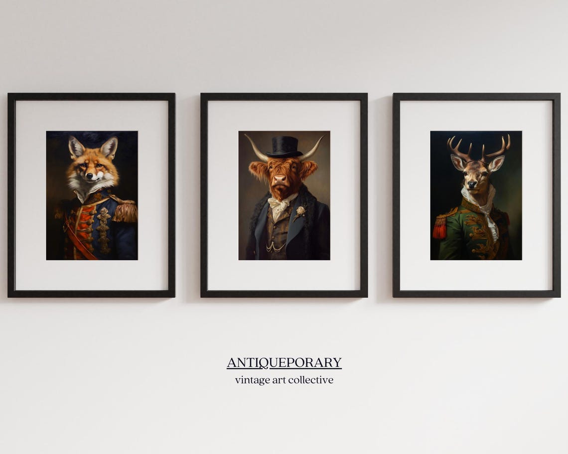 Highland Cow Top Hat Tailcoat Dapper Vintage Animal Portrait Poster - Image 3