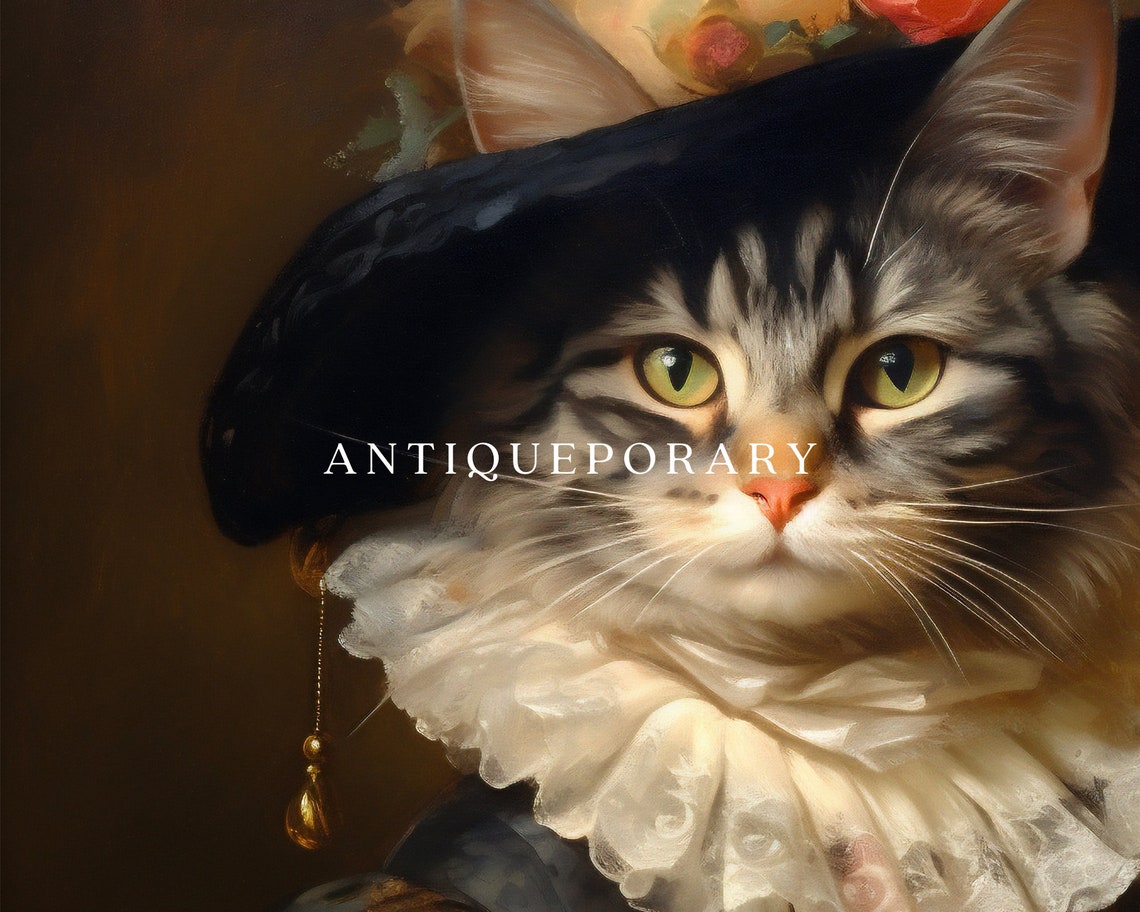 Victorian Animal Portrait Dressed Animal Print Lady Cat Poster Royal Animal Paintings Renaissance Animal Portraits Vintage Inspired Art - Image 2