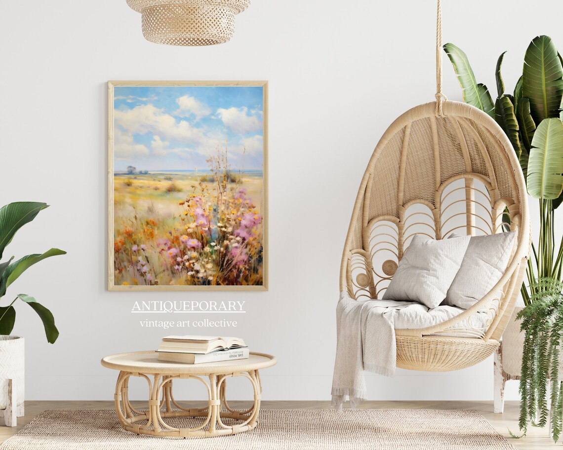 Golden Field Wildflowers Dreamy Pastel Impressionist Landscape Poster - Image 5