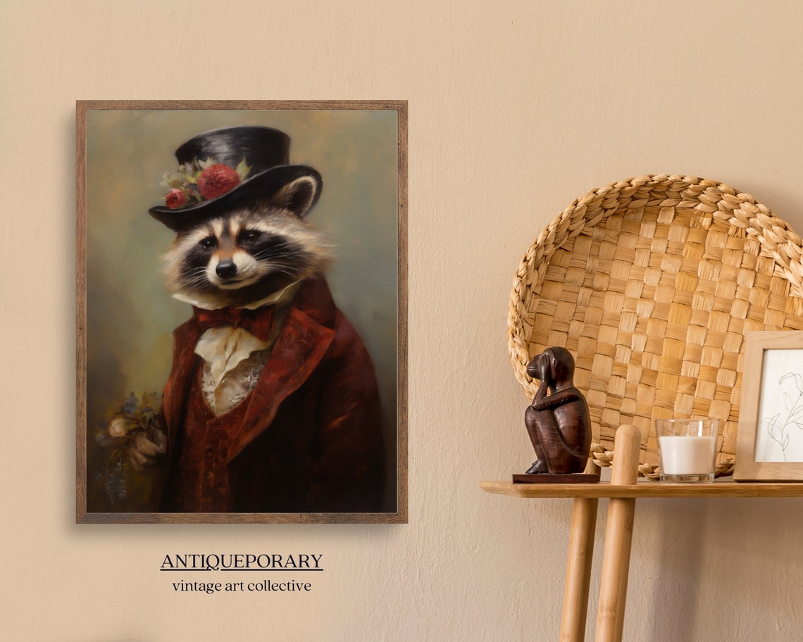 Victorian Animals Portrait Royal Raccoon Art Print Renaissance Animal Painting Vintage Animal Portrait Altered Art Animal Lover Gift - Image 2