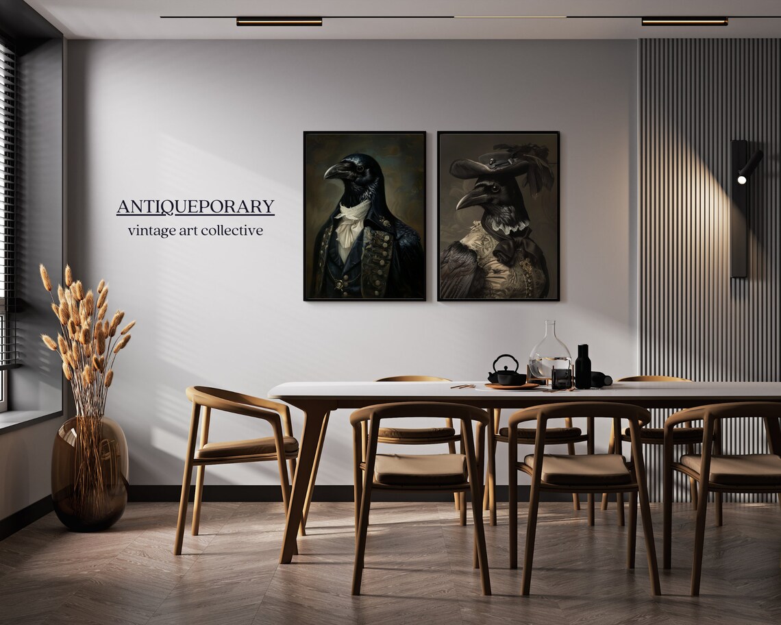 Royal Black Crow Victorian Gentleman Dark Coat Portrait Poster - Image 5