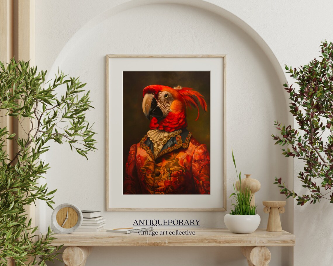 Scarlet Macaw Royal Portrait Red Brocade Coat Victorian Bird Poster - Image 6