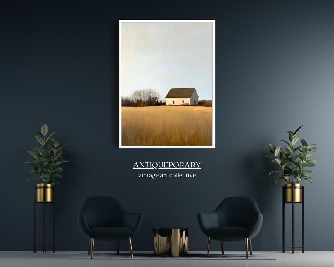 Minimalist Farmhouse Golden Wheat Field Big Sky Landscape Poster - Image 2
