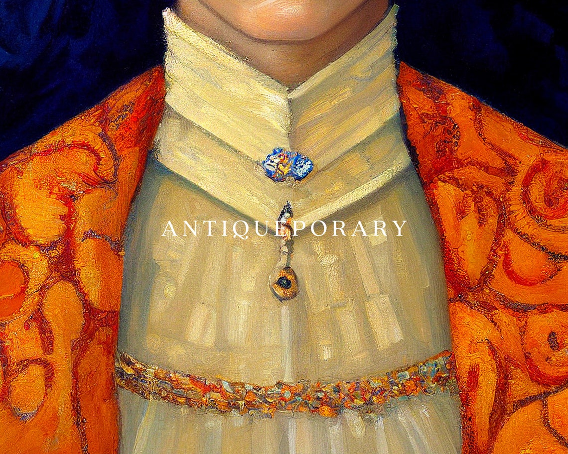 Women Portrait Painting Elegant Portrait Female Oil Painting Moody Antique Art Antique Oil Portrait Young Woman Portrait - Image 2