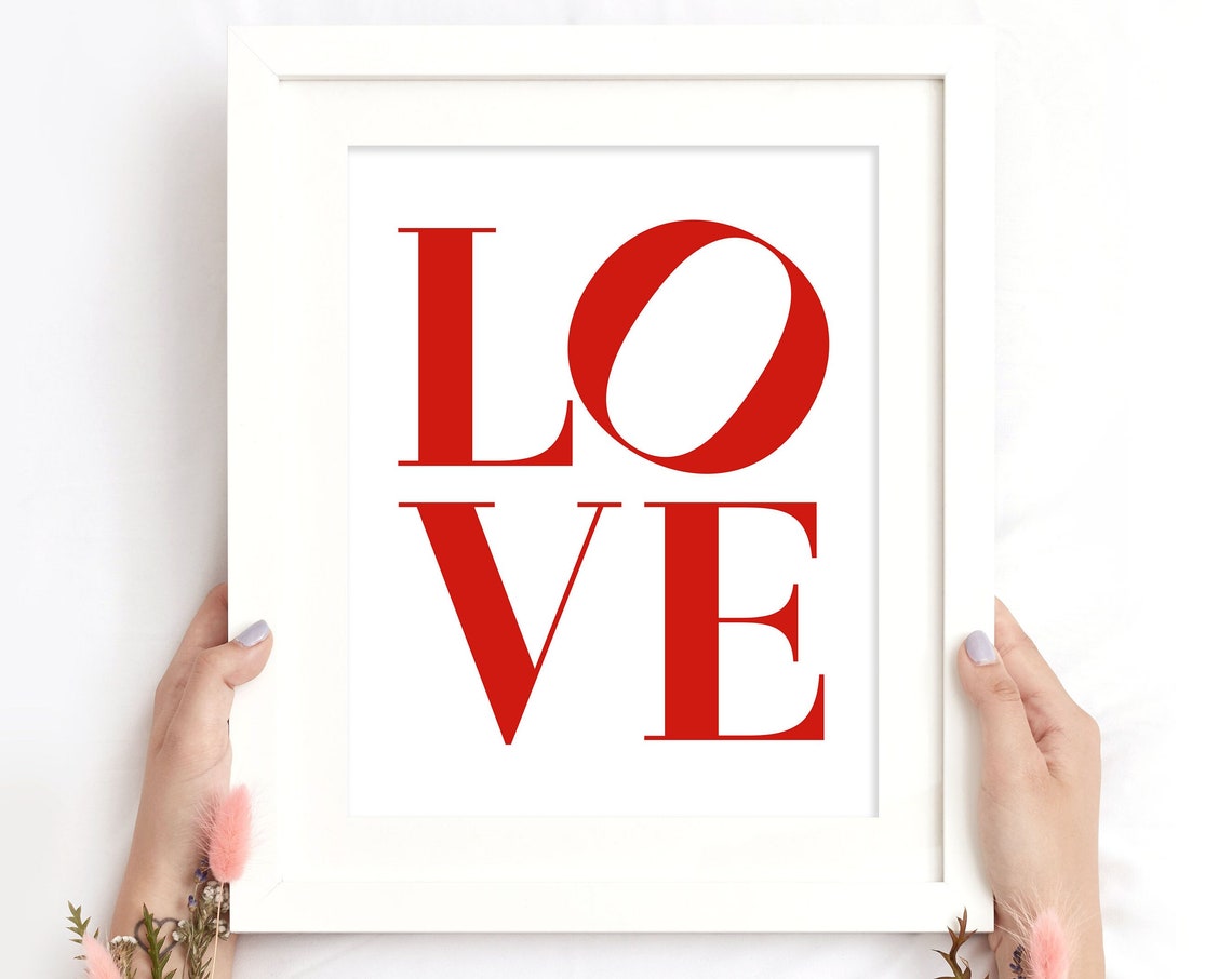 Love Red Serif Typography Minimal Bold Modern White Bedroom Poster - Image 3