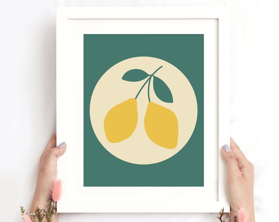 Lemons Wall Art Fruits Print Kitchen Wall Art Lemons Poster Cute Modern Boho Print Bohemian Kitchen Decor Instant
