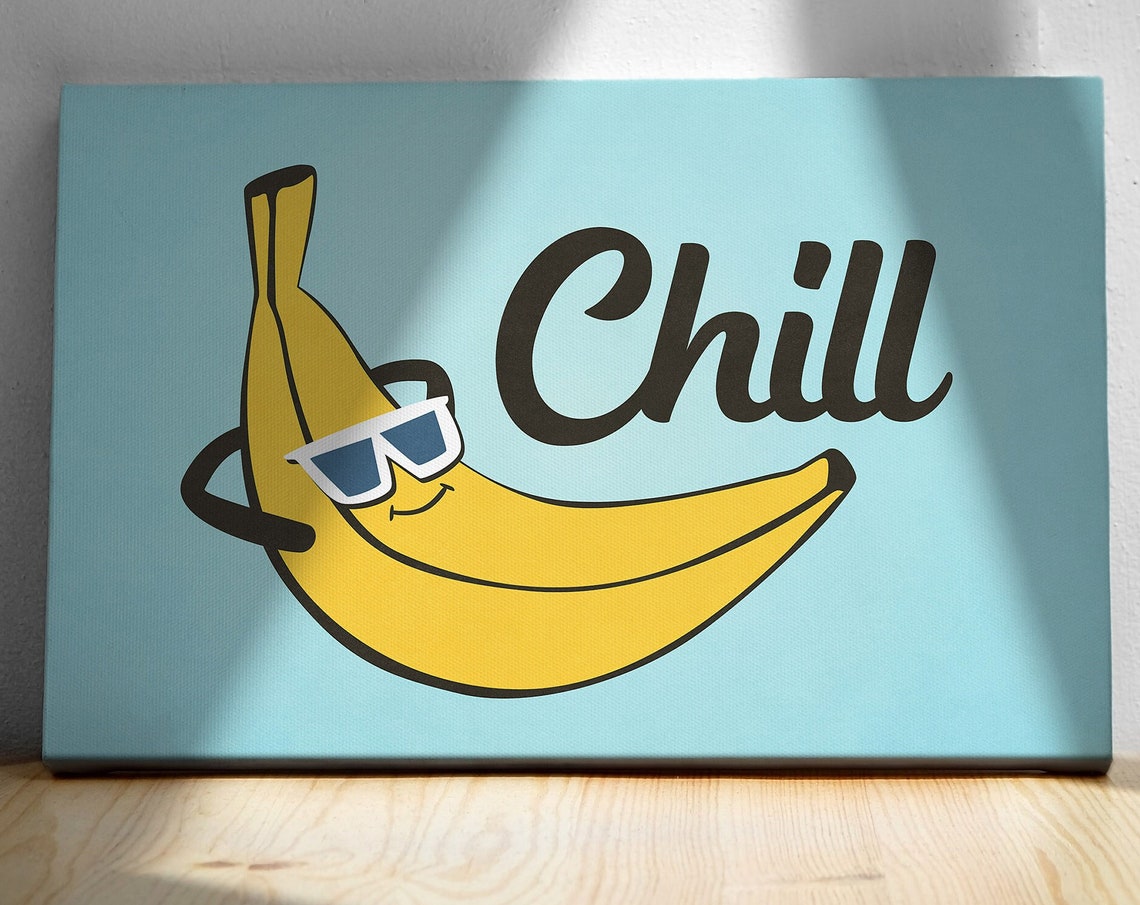 Funny Art Kitchen Wall Decor Kitchen Art Print Banana Food Art Trendy Retro Wall Art Summer Art Horizontal Print