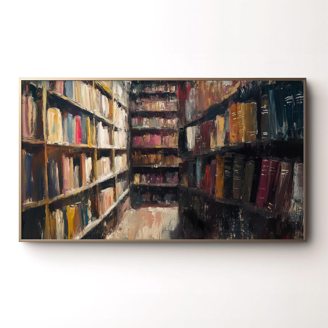 Library Bookshelf Aisle Moody Vintage Dark Academia Art Poster - Image 2