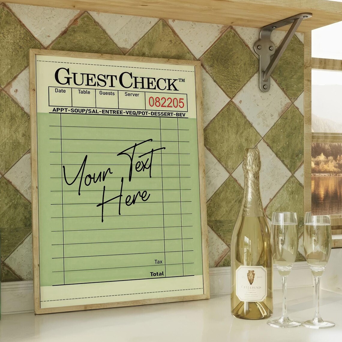 Personalized Guest Check Art Print, Custom Kitchen Decor