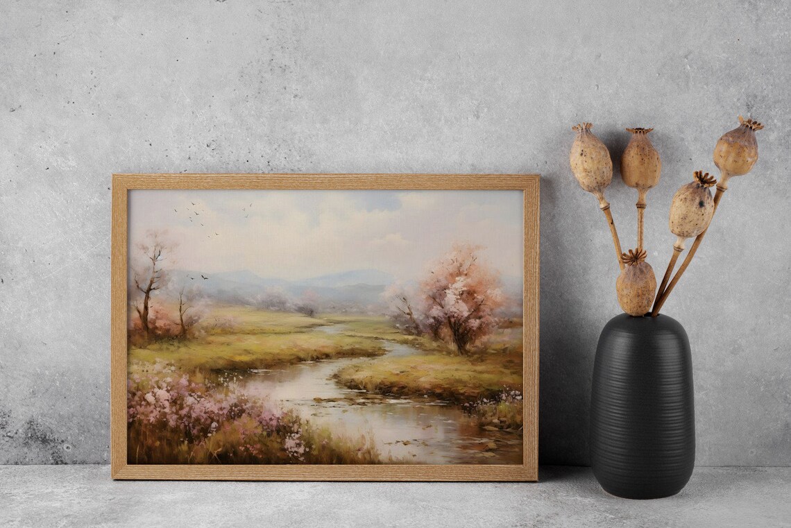 Springtime Reverie By The Riverside Art Print - Image 2