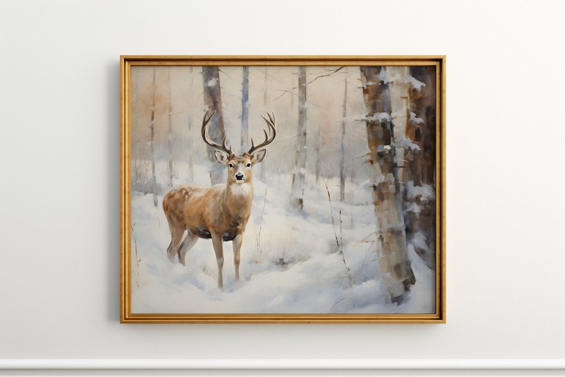 Silent Sentinel Of The Snow, Vintage Art Print