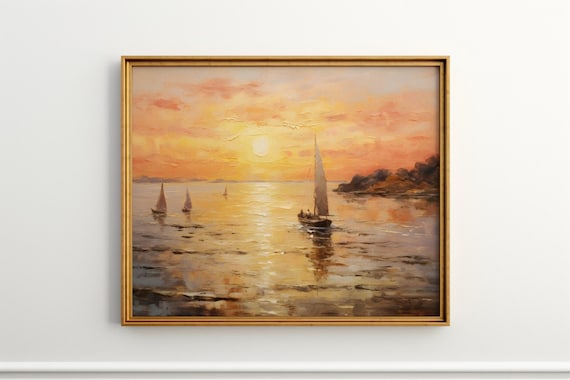 Sailing Into The Sunset Reflections On Water Antique Print