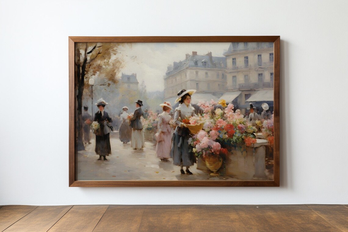 A Bouquet Of Paris, Flower Markets Morning Antique Print - Image 3