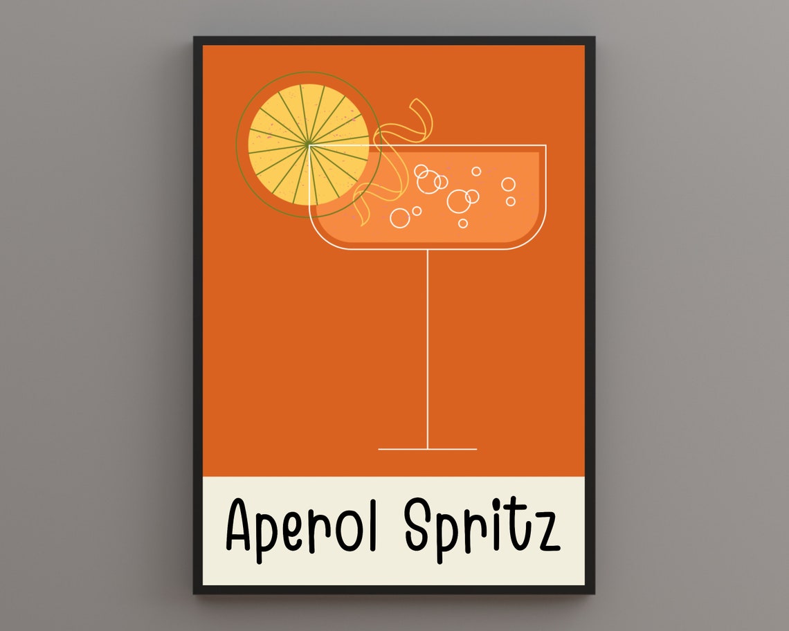 Aperol Spritz Orange Coupe Minimalist Cocktail Bar Drink Poster