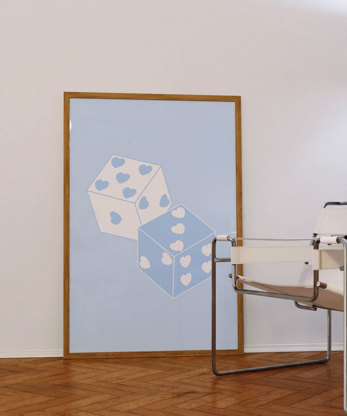 Lucky Dice Hearts Pastel Blue Trendy Cute Preppy Game Room Poster - Image 3
