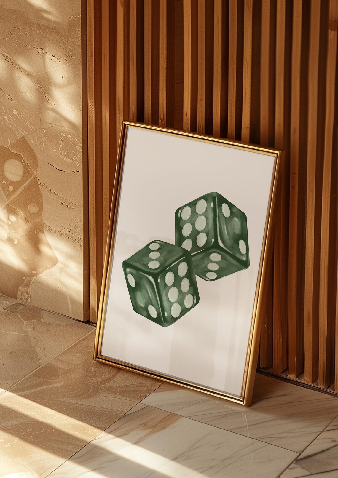Dark Green Dice Aesthetic Art Print, Preppy Decor - Image 4