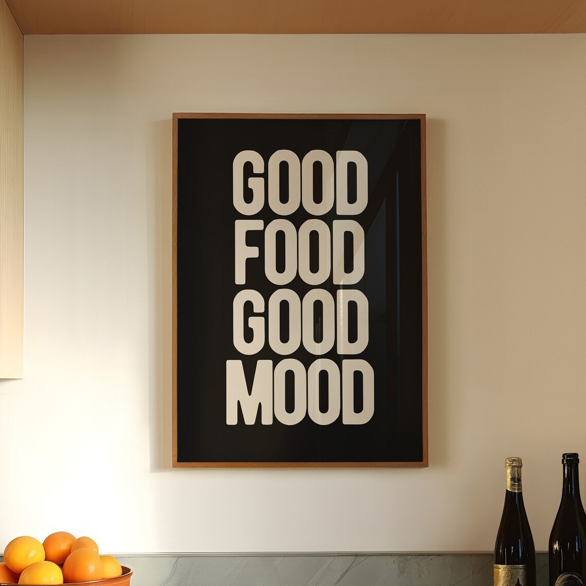 Good Food Good Mood Kitchen Typography Art Print