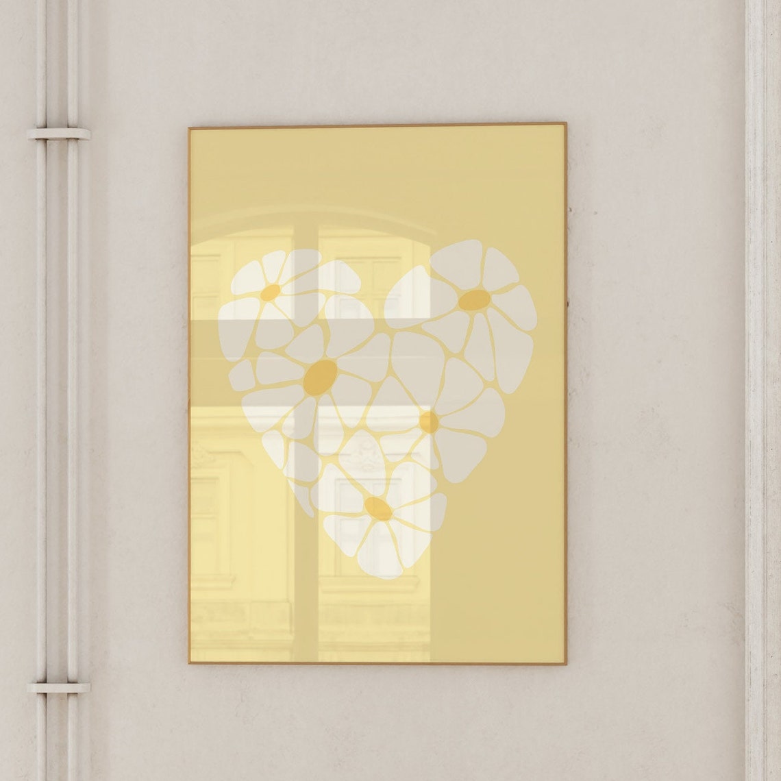 Sunny Yellow Daisy Heart Flower Minimalist Cheerful Art Print - Image 3