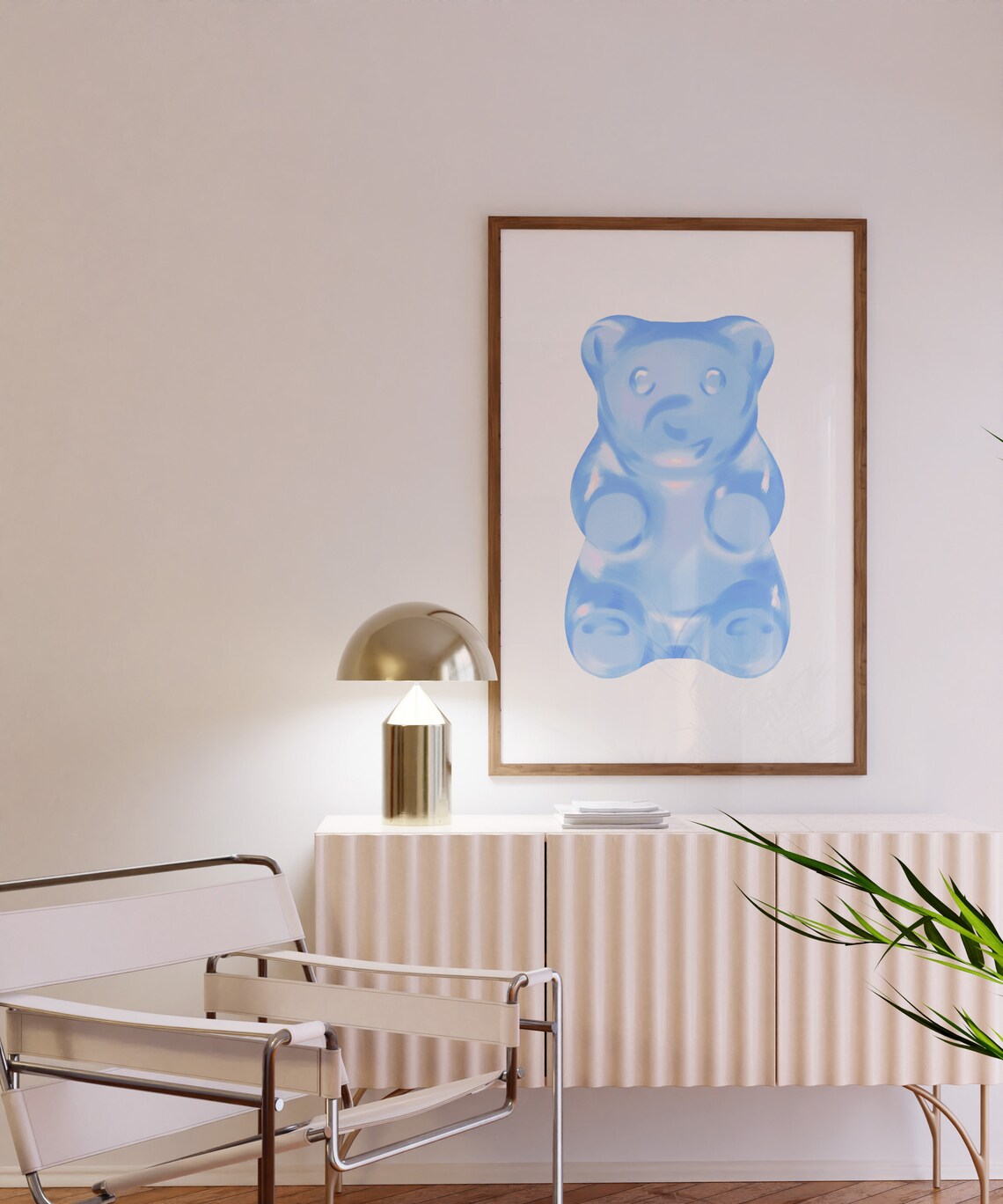 Blue Gummy Bear Glossy Candy Sweet Treat Playful 3D Style Fun Wall Poster - Image 2