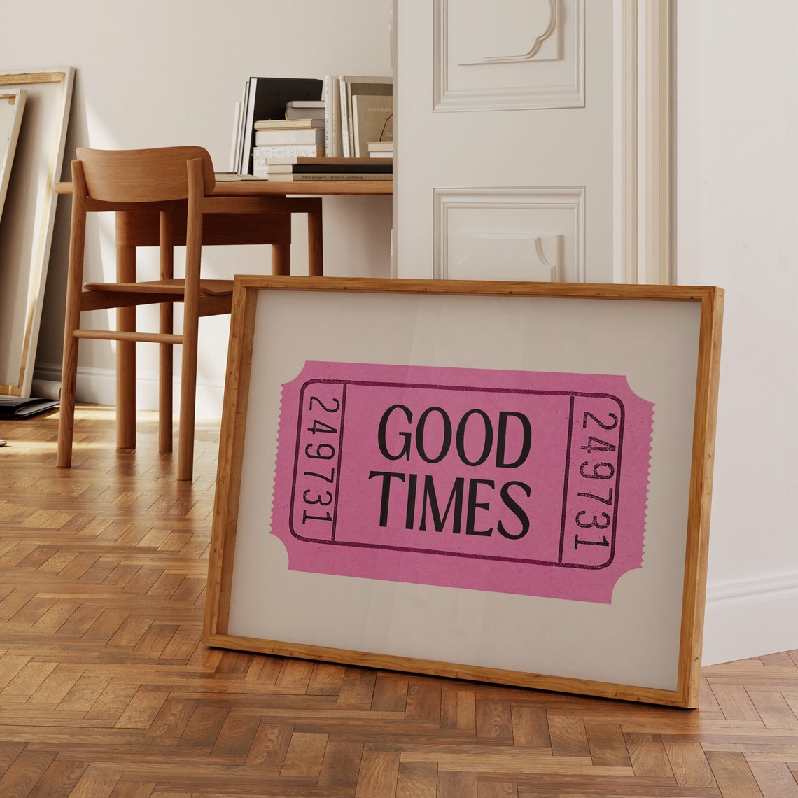 Good Times Hot Pink Retro Ticket Stub Vintage Style Wall Art - Image 3