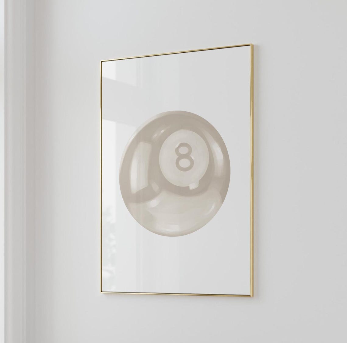 Beige 8 Ball Soft Watercolor Neutral Preppy Trendy Wall Poster - Image 2